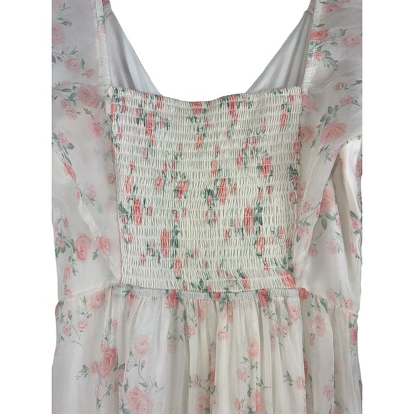 Storia Floral Maxi Dress Sz M Sheer Cottage Feminine Garden Prairie Lagenlook - Picture 9 of 13